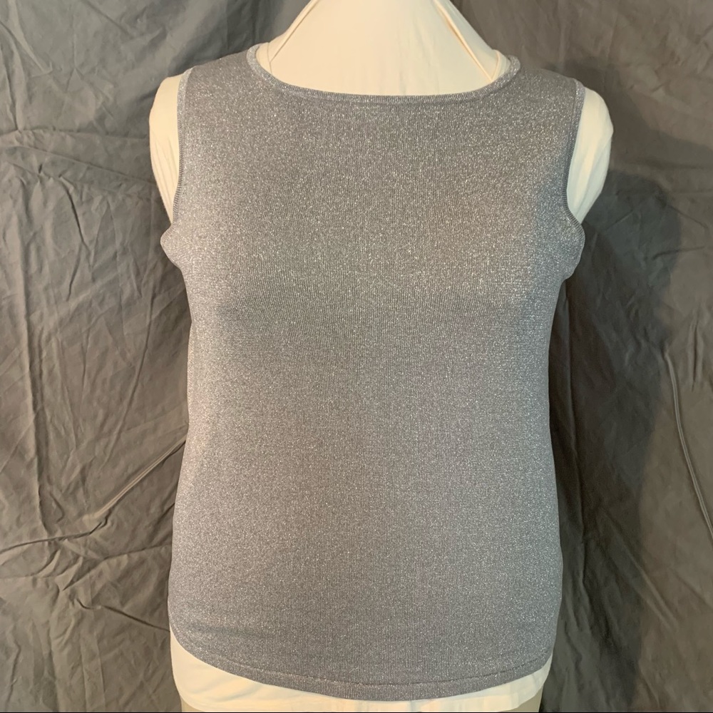 Sandra King SILK silver sparkle sweater 2X